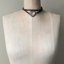 Load image into Gallery viewer, Rose Quartz Heart and Leather Wrap Bracelet/Choker