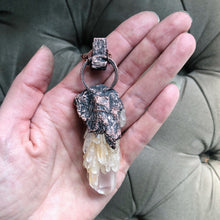 Load image into Gallery viewer, Candle Quartz & Raw Green Kyanite Statement Necklace