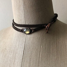 Load image into Gallery viewer, Labradorite and Leather Wrap Bracelet/Choker #3 (5/17 Update)