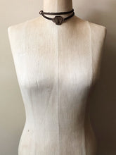 Load image into Gallery viewer, Smoky Quartz Hexagon and Leather Wrap Bracelet/Choker (Flower Moon Collection)