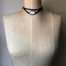 Load image into Gallery viewer, Rainbow Moonstone & Leather Wrap Bracelet/Choker - Ready to Ship
