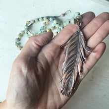 Load image into Gallery viewer, Electroformed Feather and Amazonite Necklace