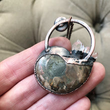 Load image into Gallery viewer, Golden Ammonite, Clear Quartz and Rainbow Moonstone Necklace #2A - Ready to Ship