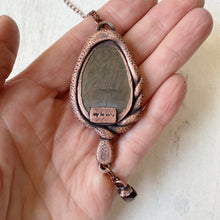 Load image into Gallery viewer, Hypersthene, Garnet & Sculpted Snake Black Moon Lilith Necklace - Ready to Ship