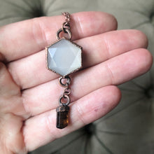 Load image into Gallery viewer, White Moonstone Hexagon and Dravite Necklace #1 - Ready to Ship