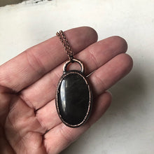 Load image into Gallery viewer, Silver Obsidian Oval Necklace #2 (Ready to Ship) - Darkness Calling Collection