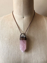 Load image into Gallery viewer, Rose Quartz Point with Angel Aura Cluster Short Necklace - Ready to Ship (Flower Moon Collection)