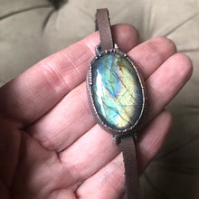 Load image into Gallery viewer, Labradorite and Leather Wrap Bracelet/Choker #1 - Spring Equinox Collection