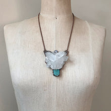 Load image into Gallery viewer, Clear Quartz, Raw Amazonite & Rainbow Moonstone Statement Necklace - Ready to Ship