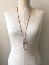 Load image into Gallery viewer, Polished Clear Quartz Point & Teardrop Golden Rutilated Quartz Necklace #1 (Icarus Soaring)
