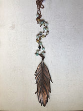 Load image into Gallery viewer, Large Electroformed Feather & Amazonite Necklace - Ready to Ship