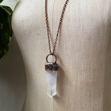 Load image into Gallery viewer, Polished Clear Quartz Point with Grey Moonstone Necklace #2