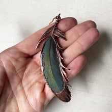Load image into Gallery viewer, Electroformed Blue & Green Macaw Feather Necklace - Ready to Ship