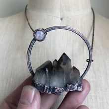 Load image into Gallery viewer, Smoky Quartz Cluster &amp; Rainbow Moonstone Necklace #5 - Ready to Ship
