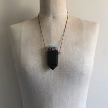 Load image into Gallery viewer, Smoky Quartz Polished Point with Raw Aquamarine & Rainbow Moonstone Necklace - Ready to Ship