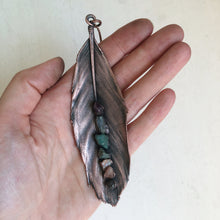 Load image into Gallery viewer, Electroformed Feather Necklace with Raw Chakra Stones #2 - Ready to Ship