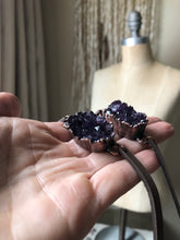 Load image into Gallery viewer, Amethyst Cluster and Leather Wrap Bracelet/Choker (small)- Made to Order