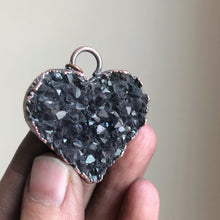 Load image into Gallery viewer, Dark Amethyst Druzy Heart Necklace #5 - Ready to Ship