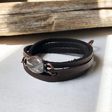 Load image into Gallery viewer, Golden Rutilated Quartz & Leather Wrap Bracelet/Choker #1 (Icarus Soaring Collection)