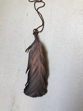 Load image into Gallery viewer, Electroformed Feather and Rainbow Moonstone Necklace #1 - Ready to Ship (Flower Moon Collection)