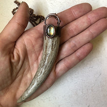 Load image into Gallery viewer, Labradorite & Naturally Shed Deer Antler Tip Necklace #1 - Ready to Ship