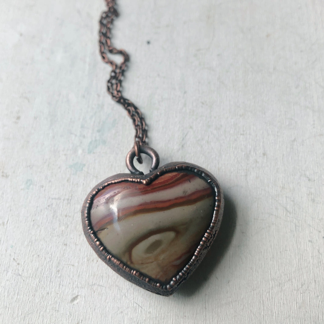 Polychrome Jasper Heart Necklace #6