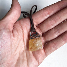 Load image into Gallery viewer, Raw Citrine Necklace on Adjustable Brown Leather Lace #2 (Icarus Soaring)