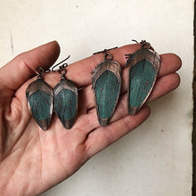 Load image into Gallery viewer, Electroformed Macaw Feather Earrings - Ready to Ship