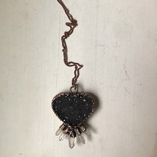 Load image into Gallery viewer, Dark Amethyst Druzy & Clear Quartz Point Necklace #2 - Ready to Ship