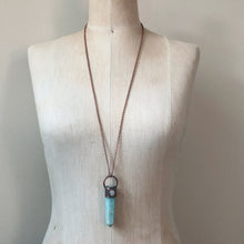 Load image into Gallery viewer, Amazonite Polished Point with Rainbow Moonstone Necklace