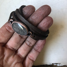 Load image into Gallery viewer, Silver Obsidian and Leather Wrap Bracelet/Choker #2 (Ready to Ship) - Darkness Calling Collection