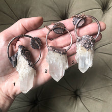 Load image into Gallery viewer, Candle Quartz Cluster with Stalactite Moon Necklace - Snow Moon Collection