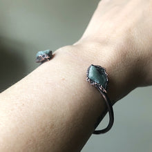 Load image into Gallery viewer, Raw Emerald Chakra Cuff Bracelet - Ready to Ship