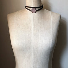 Load image into Gallery viewer, Rose Quartz Hexagon and Leather Wrap Bracelet/Choker