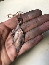 Load image into Gallery viewer, Electroformed Feather Necklace with Raw Ruby Accent (Ready to Ship) - Darkness Calling Collection