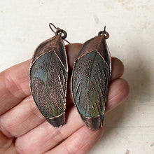 Load image into Gallery viewer, Electroformed Blue & Green Macaw Feather Earrings - Ready to Ship