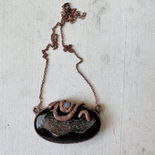 Load image into Gallery viewer, Black Onyx Druzy, Rainbow Moonstone & Sculpted Snake Lilith Necklace - Ready to Ship