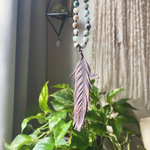 Load image into Gallery viewer, Electroformed Feather and Amazonite Necklace