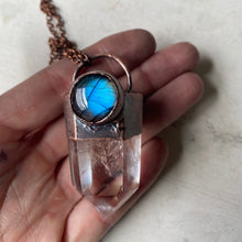 Load image into Gallery viewer, Clear Quartz & Labradorite Blue Moon Necklace