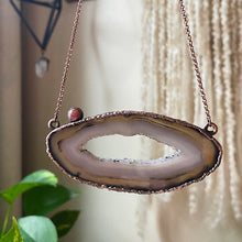 Load image into Gallery viewer, Agate Slice & Rhodochrosite Lion’s Gate Portal Statement Necklace - Ready to Ship