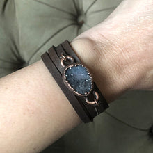 Load image into Gallery viewer, Gray Druzy and Leather Wrap Bracelet/Choker #1 - Ready to Ship