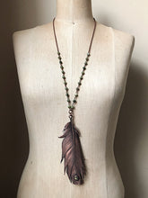 Load image into Gallery viewer, Electroformed Feather and Labradorite Necklace #2 - Ready to Ship