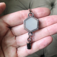 Load image into Gallery viewer, White Moonstone Hexagon and Dravite Necklace #3 - Ready to Ship