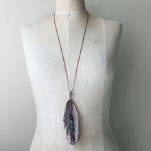 Load image into Gallery viewer, Electroformed Feather Necklace with Raw Chakra Stones #2 - Ready to Ship