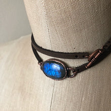 Load image into Gallery viewer, Labradorite and Leather Wrap Bracelet/Choker #2 (5/17 Update)