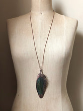 Load image into Gallery viewer, Electroformed Large Blue & Green Macaw Feather Necklace - Ready to Ship