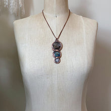Load image into Gallery viewer, Hypersthene, Labradorite, Clear Quartz Druzy & Sculpted Snake Black Moon Lilith Necklace - Ready to Ship