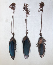 Load image into Gallery viewer, Electroformed Large Macaw Feather Necklace - Read to Ship