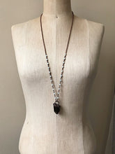 Load image into Gallery viewer, Raw Smoky Quartz Point Necklace with Amazonite Accented Chain (Satya Collection)