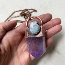 Load image into Gallery viewer, Amethyst Polished Point & Rainbow Moonstone Necklace - Ready to Ship